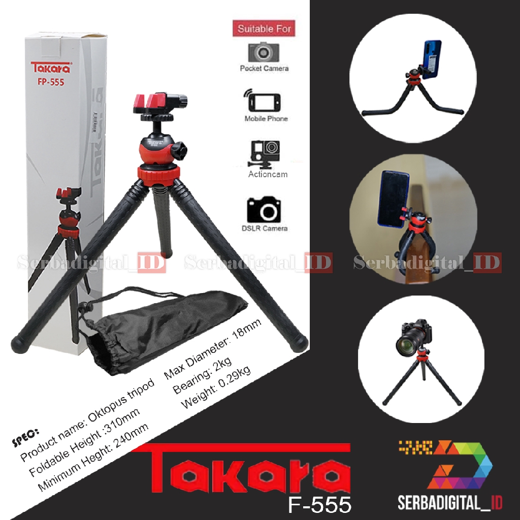 Takara Tripod Mini FP-555 Ballhead Gorillapod Camera DSLR/Smartphone