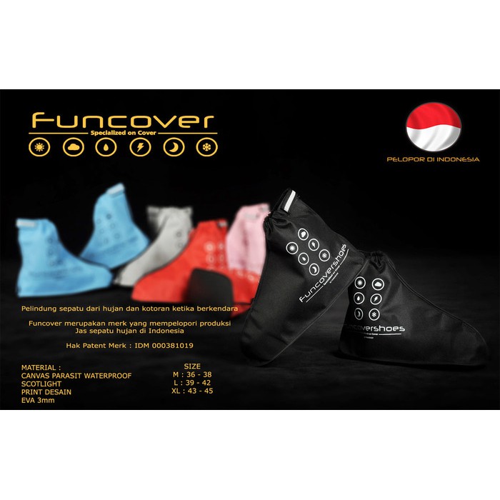 jas hujan sepatu anti becek air / Jas sepatu cover shoes mantel hujan anti air Funcover cosh black