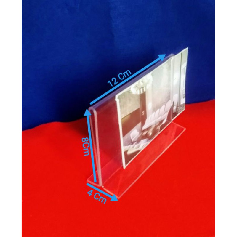 

Akrilik Display Tentcard Tempat Brosur Uk. 8x12 Cm Model Landscape Tipe T