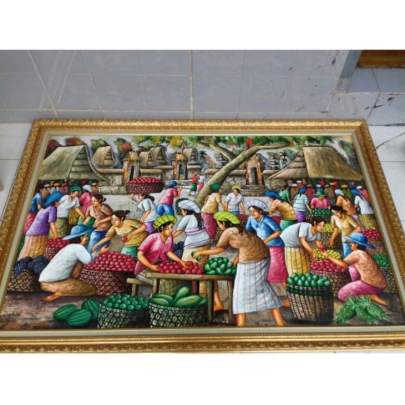 Lukisan Pasar Tradisional Bali