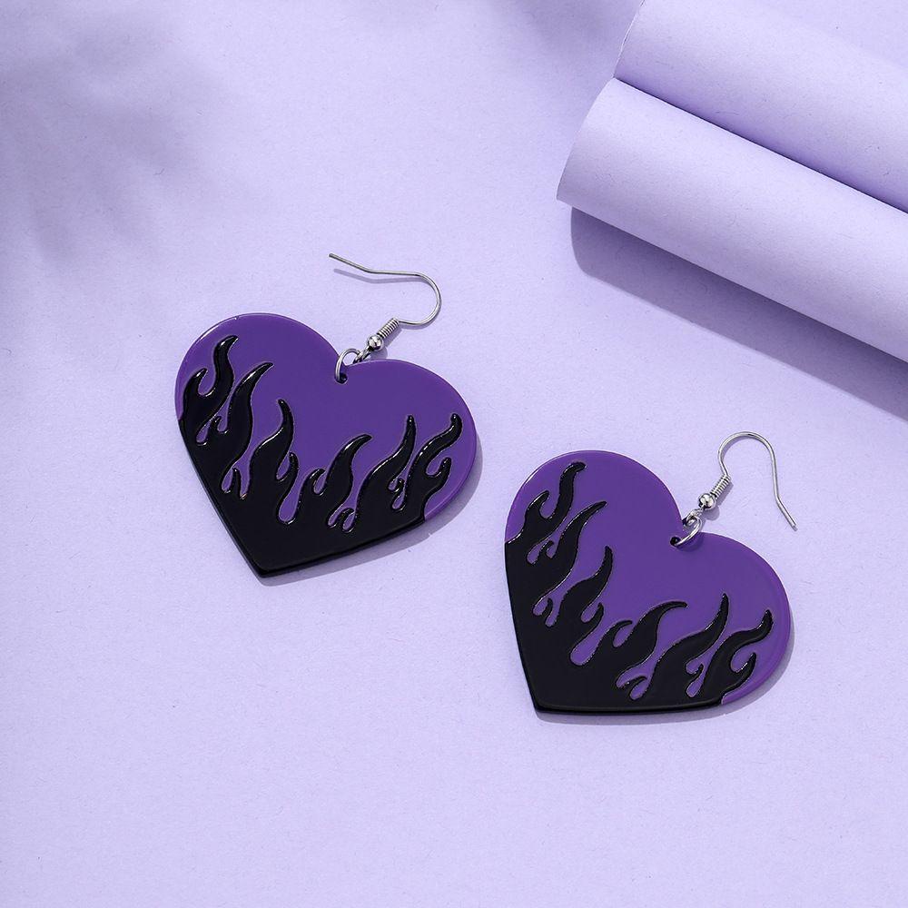 Anting Tusuk Motif Bunga / Hati Bahan Akrilik Ala Punk / Gotik Untuk Wanita