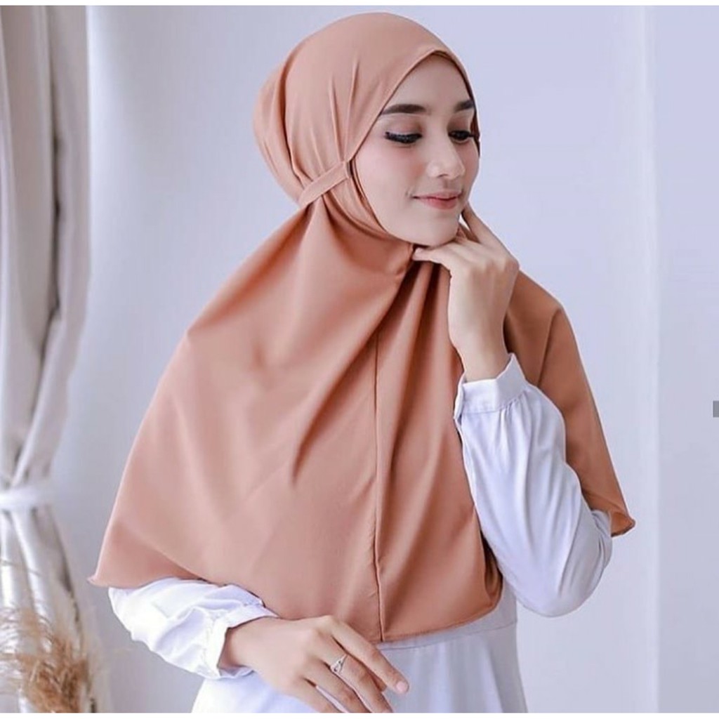 Hijab Instan Jilbab Bergo Maryam Bahan Wolfis Size XL Jumbo Premium Quality Gratis Ongkir Bisa COD-5