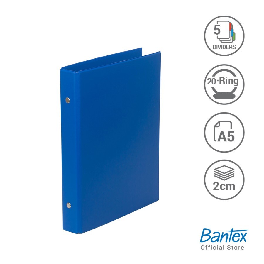 

Bantex Multiring Binder 20 Ring 25mm A5 Blue #1324 11 / Bantex School Binder A5 1324 11