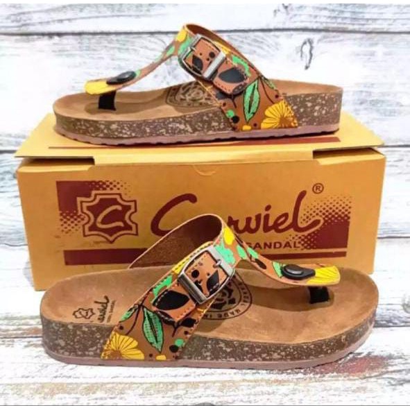 Sandal Wanita Puyuh Jepit Carvil Motif Slop Wanita Sandal Slide Slip on