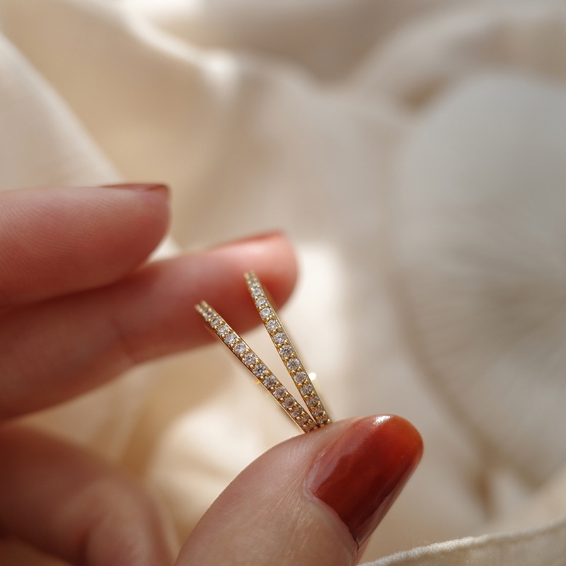 Cincin Jari Telunjuk Warna Emas Aksen Berlian Gaya Korea Untuk Wanita