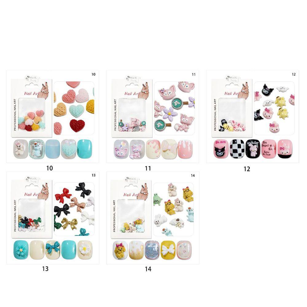 MXBEAUTY Kartun Pesona Kuku Bintang Embun Kawaii 10pcs Wanita DIY Kerajinan Kulori Beruang Bunga Bunny Manicure Aksesoris