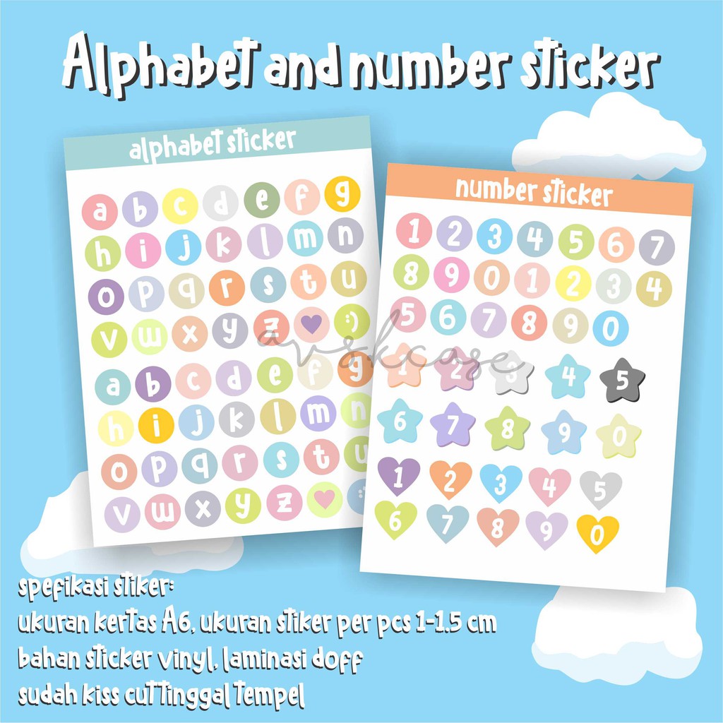 

Alphabet dan Number Sticker - Stiker Huruf dan Angka untuk Dekorasi Case HP/Laptop