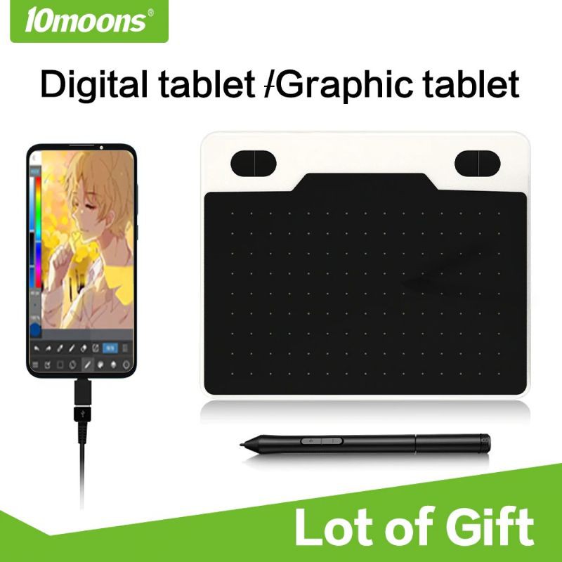 10moons Graphics Digital Drawing Tablet 6 Inch with Stylus Pen