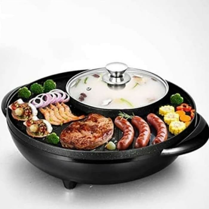 PANGGANGAN , 602 ,  BBQ GRILL HOTPOT 2IN1 ELEKTRIC SHABU STEAMPOT LISTRIK