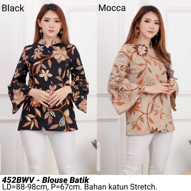 BLOUSE BATIK 452 MODERN ATASAN  KERJA KANTOR WANITA MURAH BAJU CEWEK SANTAI