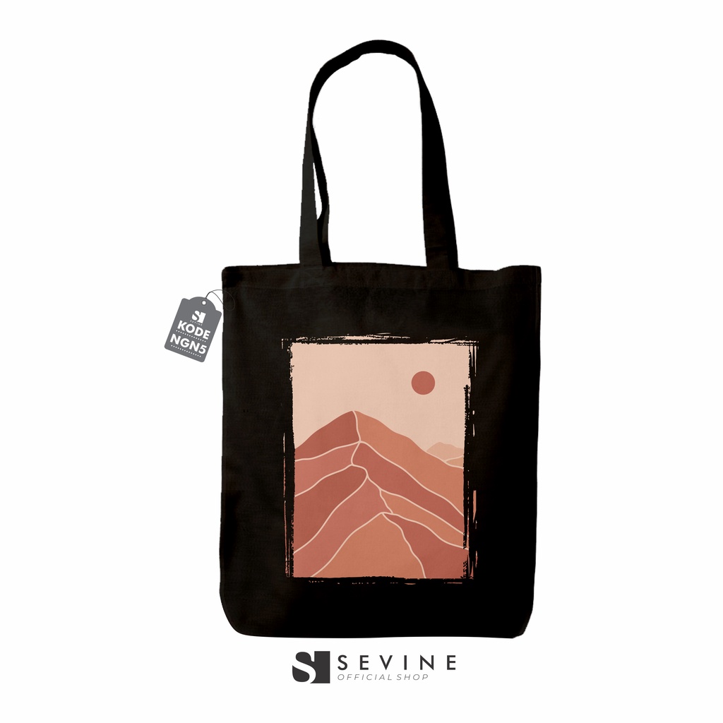 Sevine Totebag Tas Wanita Tote Bag Resleting Nordic Aesthetic Black Series Hitam - NGN 5