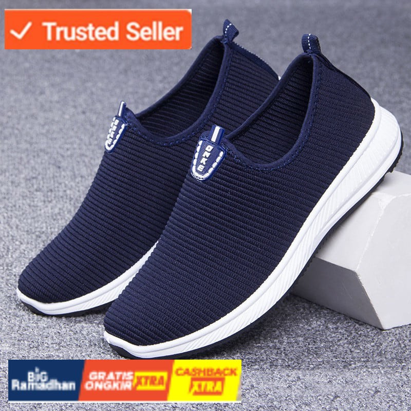 SNEAKERS COWOK HITAM BIRU MISTY  IMPORT SEPATU SLIP ON PRIA SPORT SNEAKERS ONKE  - 3 WARNA