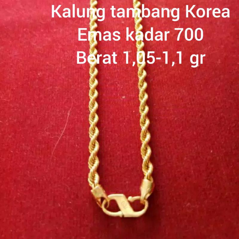 kalung tambang Korea emas asli kadar 700/16k