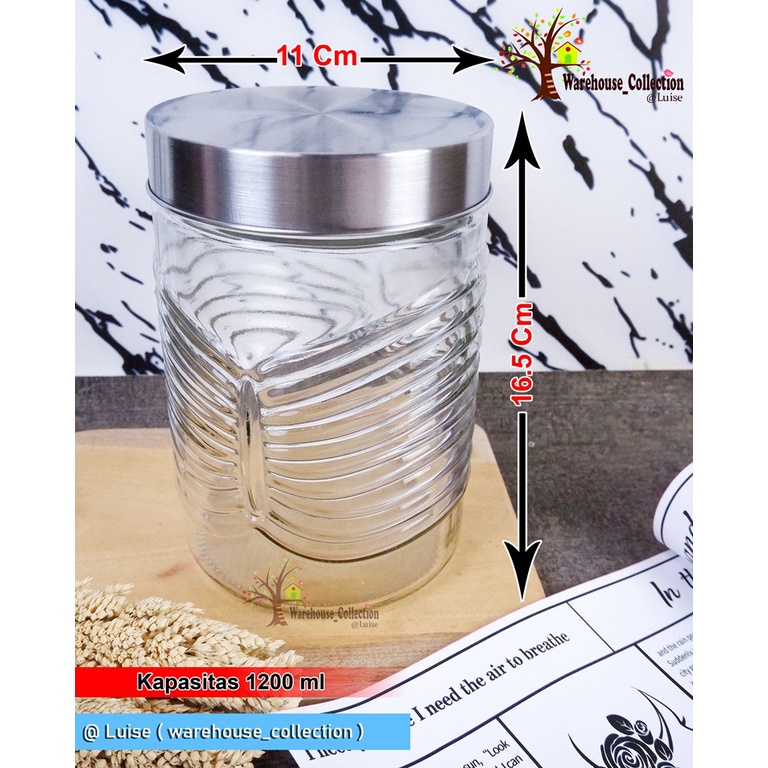 Cod Toples Kaca Tutup Stainless Embose Polos Abstrak Small / Large/Toples Lebaran/Toples Ivy
