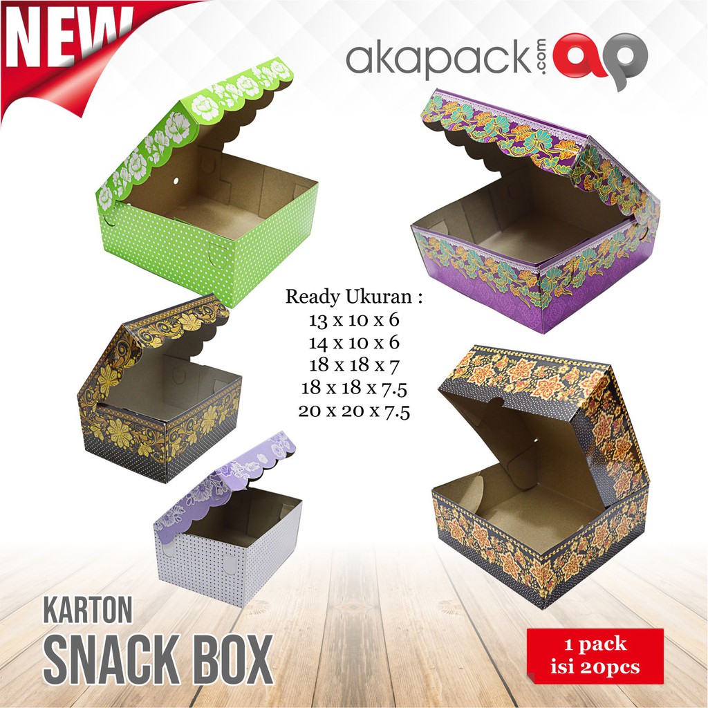 

Kotak Nasi Snack Box UK. 14x10x7 Motif