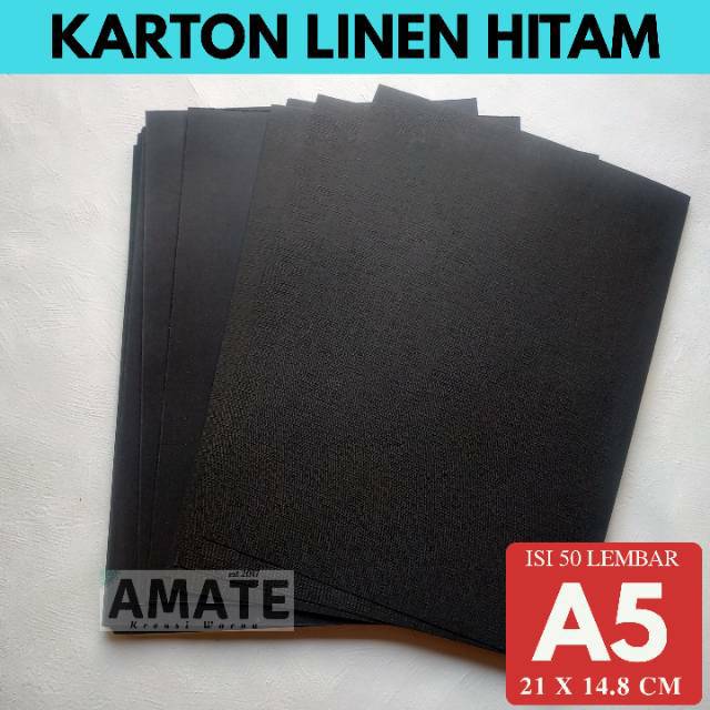  Kertas  karton Linen  Hitam  A5 220gr 50 Lembar Shopee 