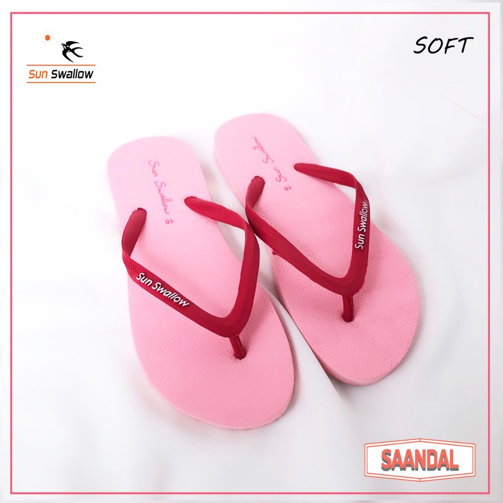 Sandal Jepit Wanita Sun Swallow Lady Ladies Soft Warna Polos Karet Tidak Licin (Bisa Satuan COD)