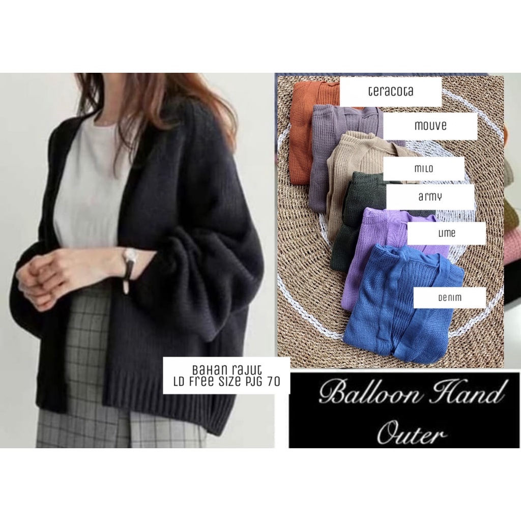 outer cardy rajut wanita lengan balon