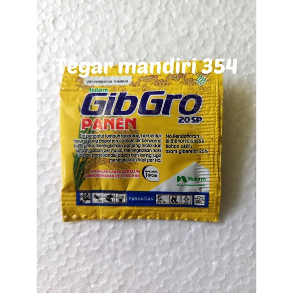 GIBGRO PANEN 20SP 1GRAM zat pengatur tumbuh padi gibro panen 20sp 1sachet zpt gibgro 20sp 1gram