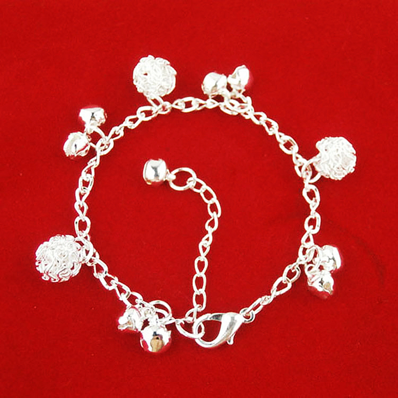 Gelang Kaki Lapis Silver Hias Bola Lonceng Gaya Korea Untuk Wanita