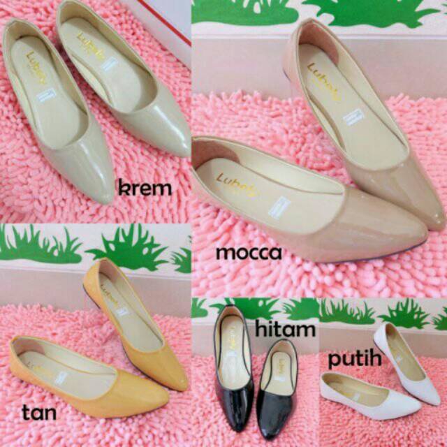 Sepatu wanita cewe flat shoes teplek jelly glossy resmi kantor formal