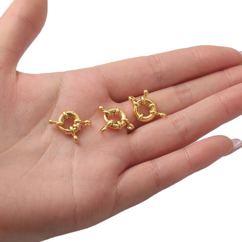 1Pc 18K Gold  Plated 11mm Copper Sailor Clasps Connectors For Bracelet Necklace Chain Diy Jewelry Making Finding