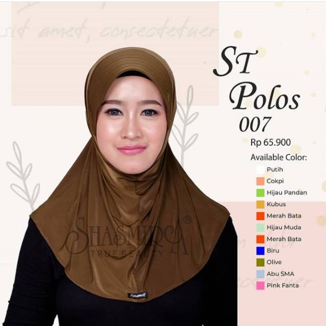 HIJAB BERGO TERBARU / KERUDUNG INSTSAN / St polos 007 by shasmira