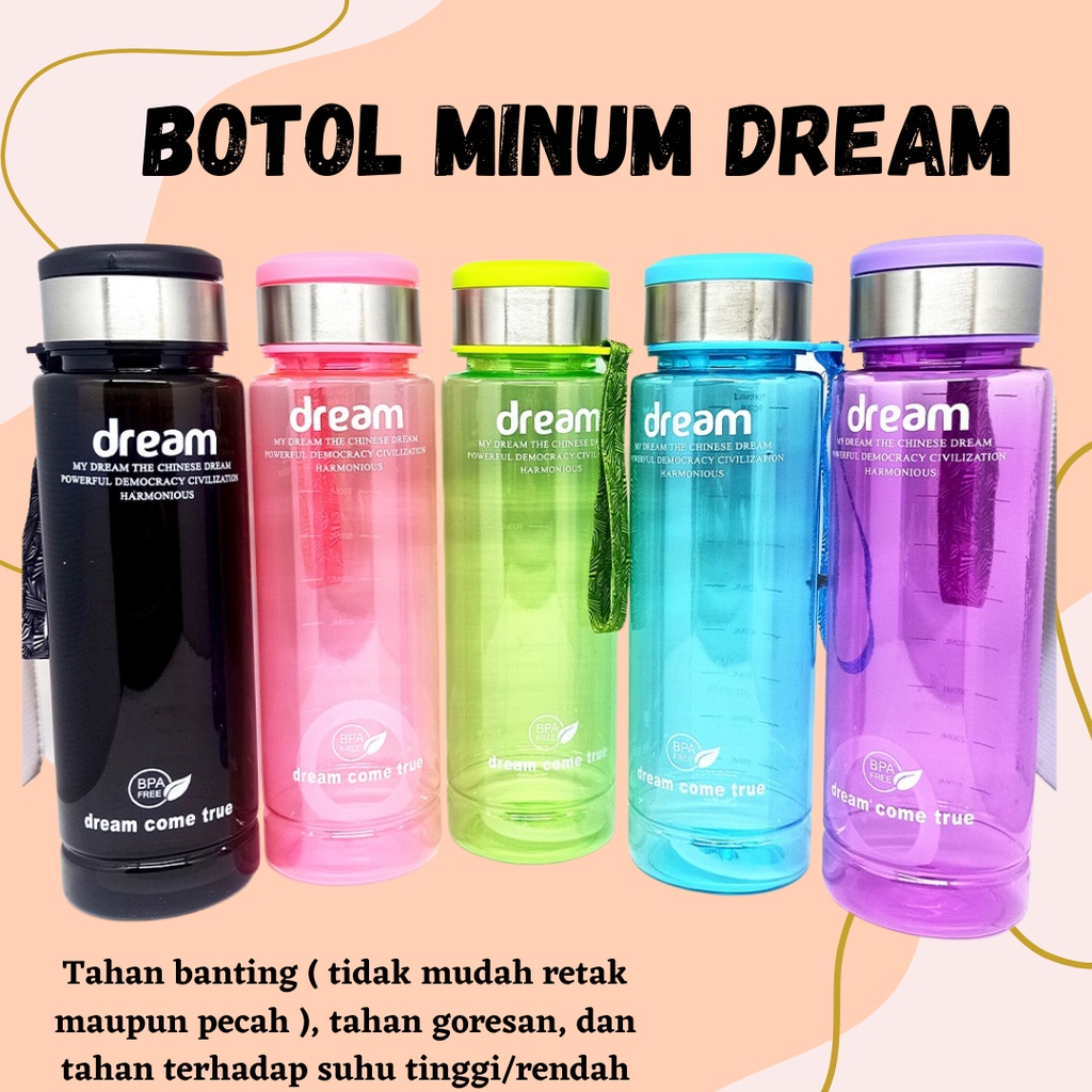 BOTOL MINUM DREAM UKURAN BESAR 1LITER BOTOL MINUM OLAHRAGA / SEKOLAH OLAHRAGA KUALITAS PREMIUM