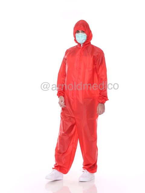 Baju APD Hazmat Parasut Waterproof / Anti Air / Anti Droplets Merah