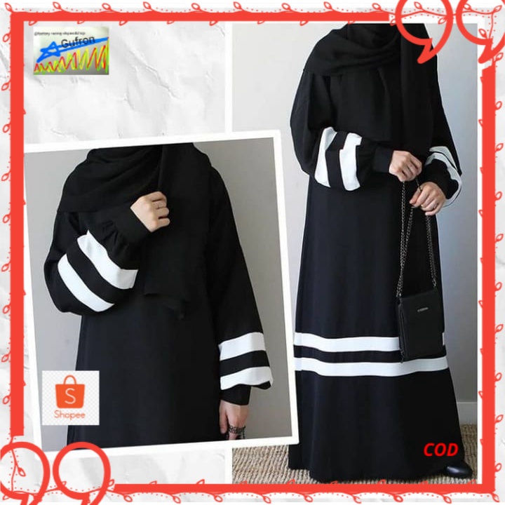 ABAYA LIST PUTIH TANGAN TERMURAH ABAYA SYARI ABAYA HITAM ABAYA KEKINIAN