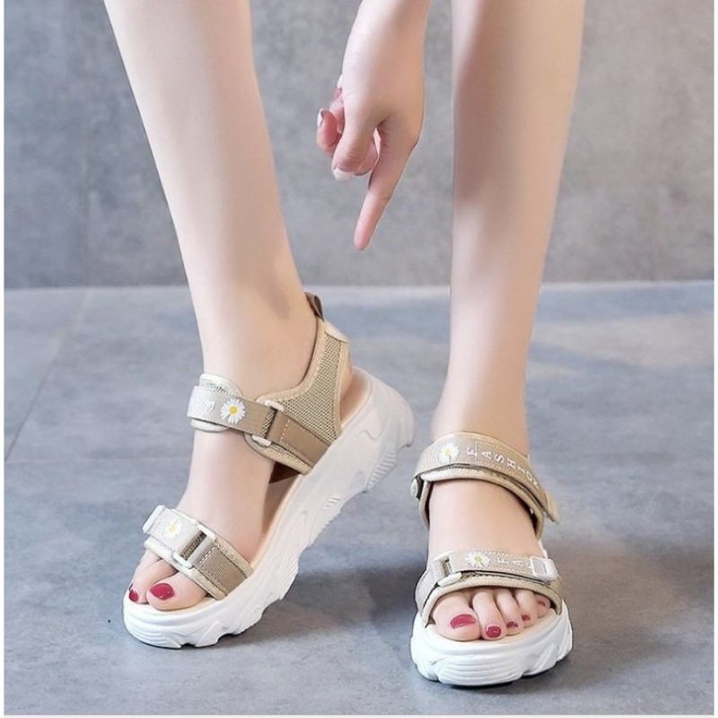 02.02 sale Sandal Wanita 2 Tali Strap FLOWER / KN 07SANDAL TALI STYEL KOREA