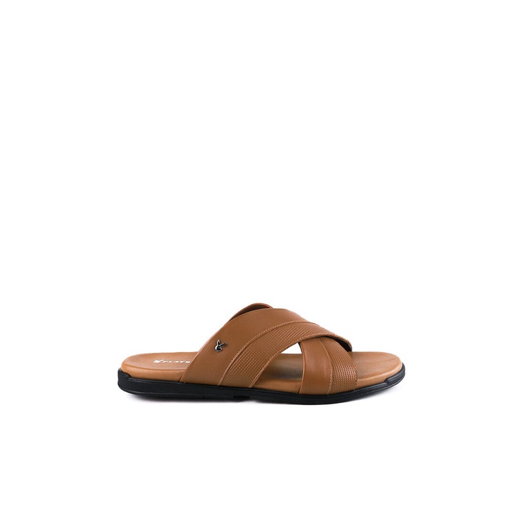 SANDAL SLIDE KULIT PLAYBOY PRIA ORIGINAL CASUAL BRANDED COKLAT PL30