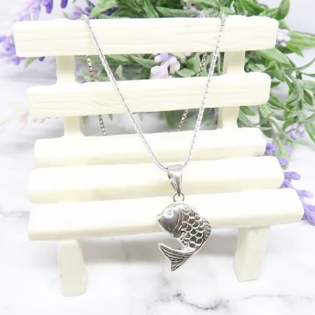 JBCKL131 PERHIASAN KALUNG & LIONTIN IKAN MAS PERAK SILVER 925 LAPIS EMAS PUTIH ORIGINAL