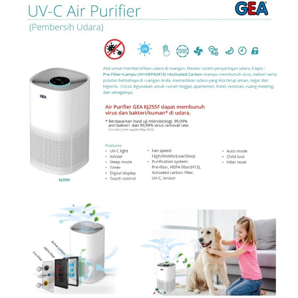 Gea Air Purifier UV-C KJ255F / Pembersih Udara UV-C Gea KJ-255F