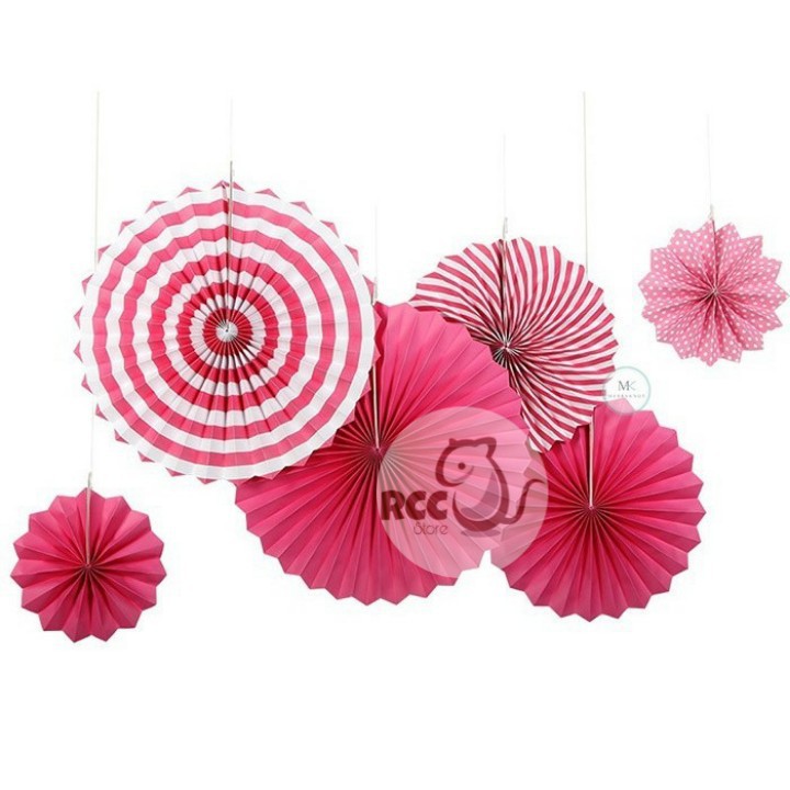 

Paperfan / Paper Fan Flower Pink / Kertas Bunga Magenta Set 6 in 1