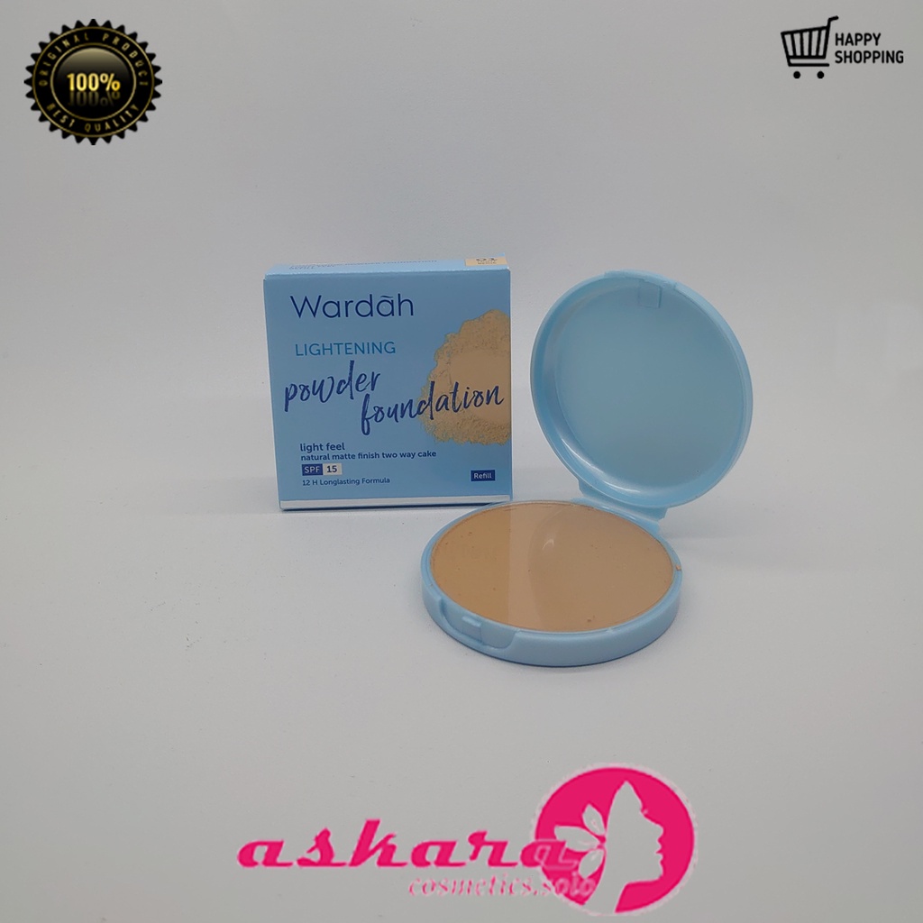 Wardah Lightening Powder Foundation Light Fell 12 gr / Wardah Lightening Powder Foundation Refill / Wardah Lightening Powder Foundation / Wardah Two Way Cake Light Feel