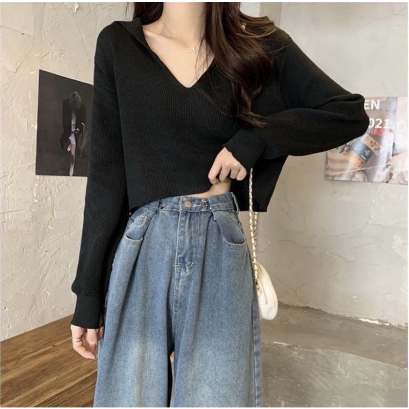 AUREL KNITE SWEATER RAJUT WANITA KOREAN | KNITTED CROP RAJUT