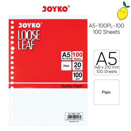 

Loose Leaf Refill Kertas File Binder Joyko A5 Plain - 100 Lembar