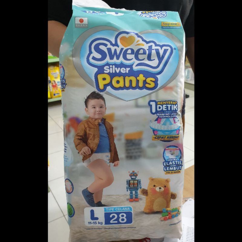 Pampers/Popok Bayi Sweety Silver Pants Tipe Celana Ukuran L