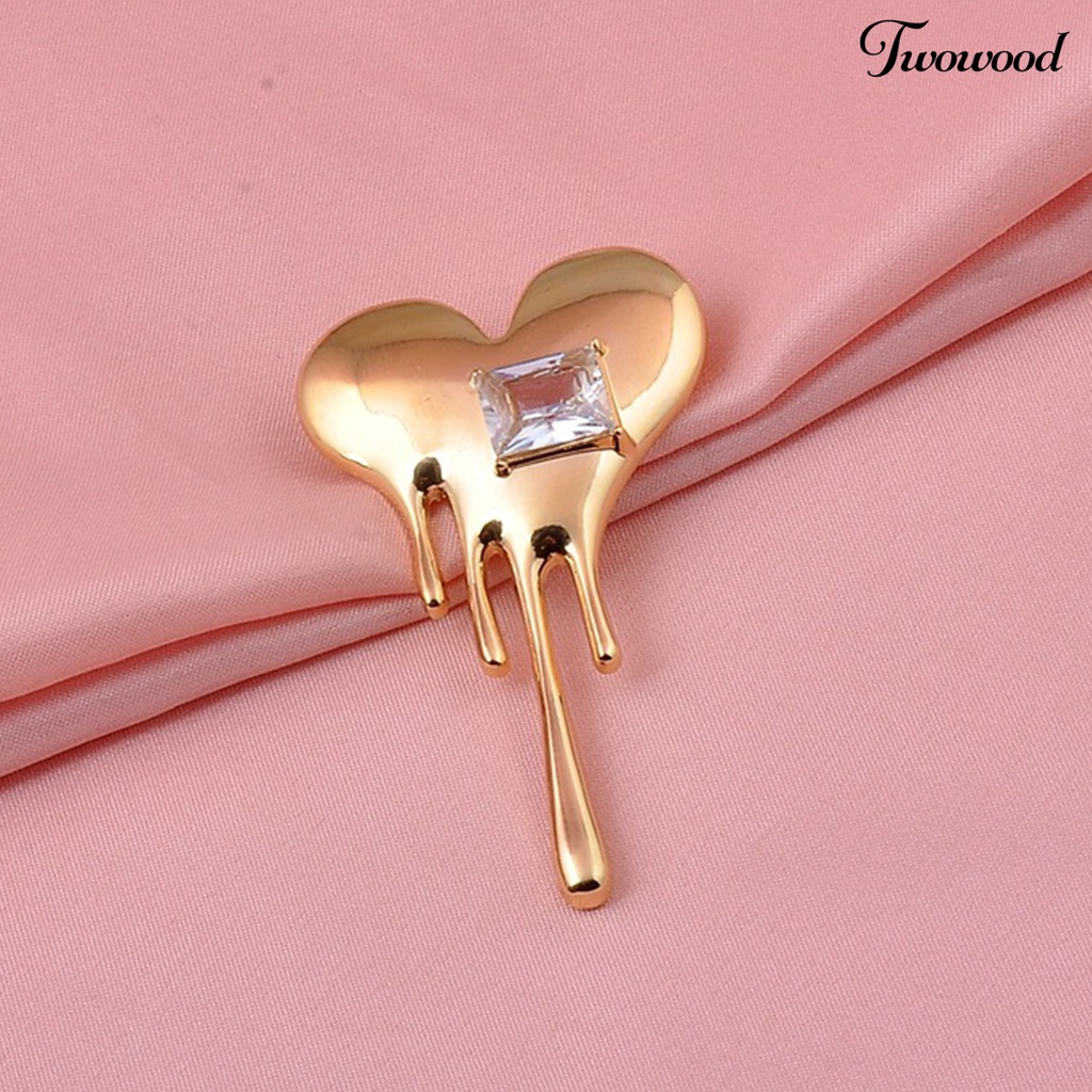 Twowood Mini Exquisite Lapel Pin Gift Heart Shaped White Cubic Zirconia Brooch Pin Costume Accessories