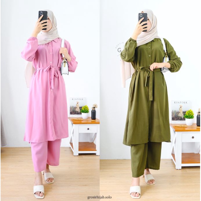 (MSB) ONE SET MARIZA DAILY TUNIK SET CELANA WOLFIS