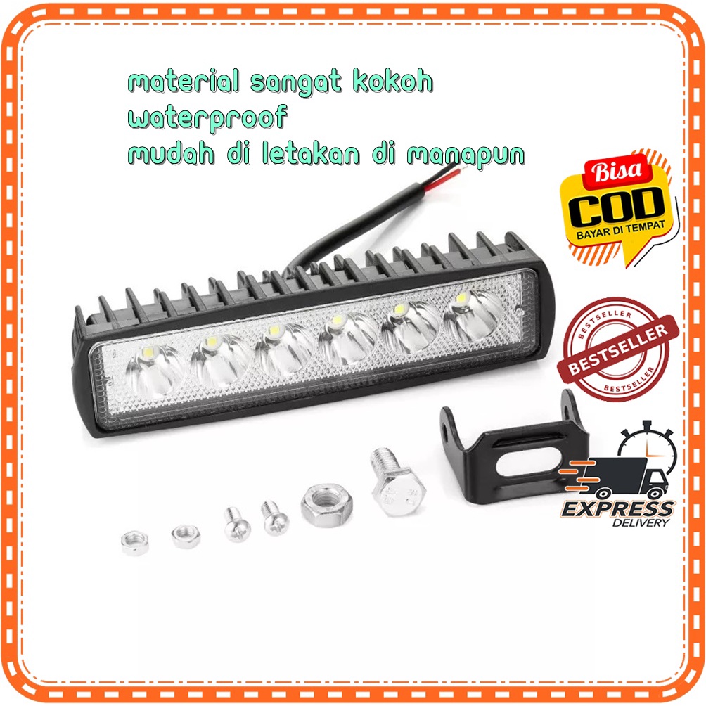 Strobo Lampu Tembak Sorot Worklight 18W LED Bar Cree 18 Watt Strobo / Lampu Mobil Strobo 18W Lampu S