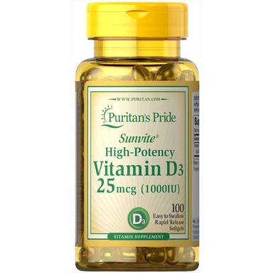 Puritan Pride /  Puritan's Pride Vitamin D3 1000 IU isi 100 Softgels