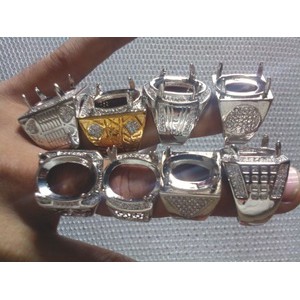 Ring Cincin Platinum - Ikatan Batu Akik Model Random