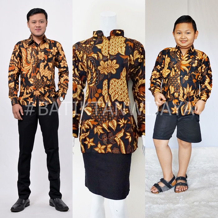 Baju Batik Copel Bapak Ibu dan Anak Cowok Model Atasan Bahan Katun Sogan Bisa Untuk Seragaman