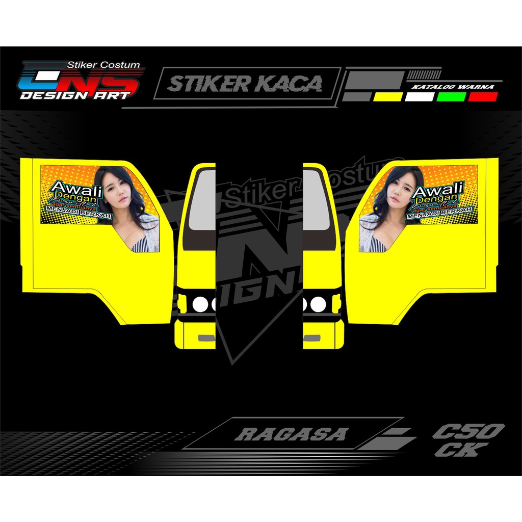 Stiker Sticker Kaca Samping Truk Ragasa kanan kiri Stiker Blok Kaca Samping Truk Canter Kanan kiri S