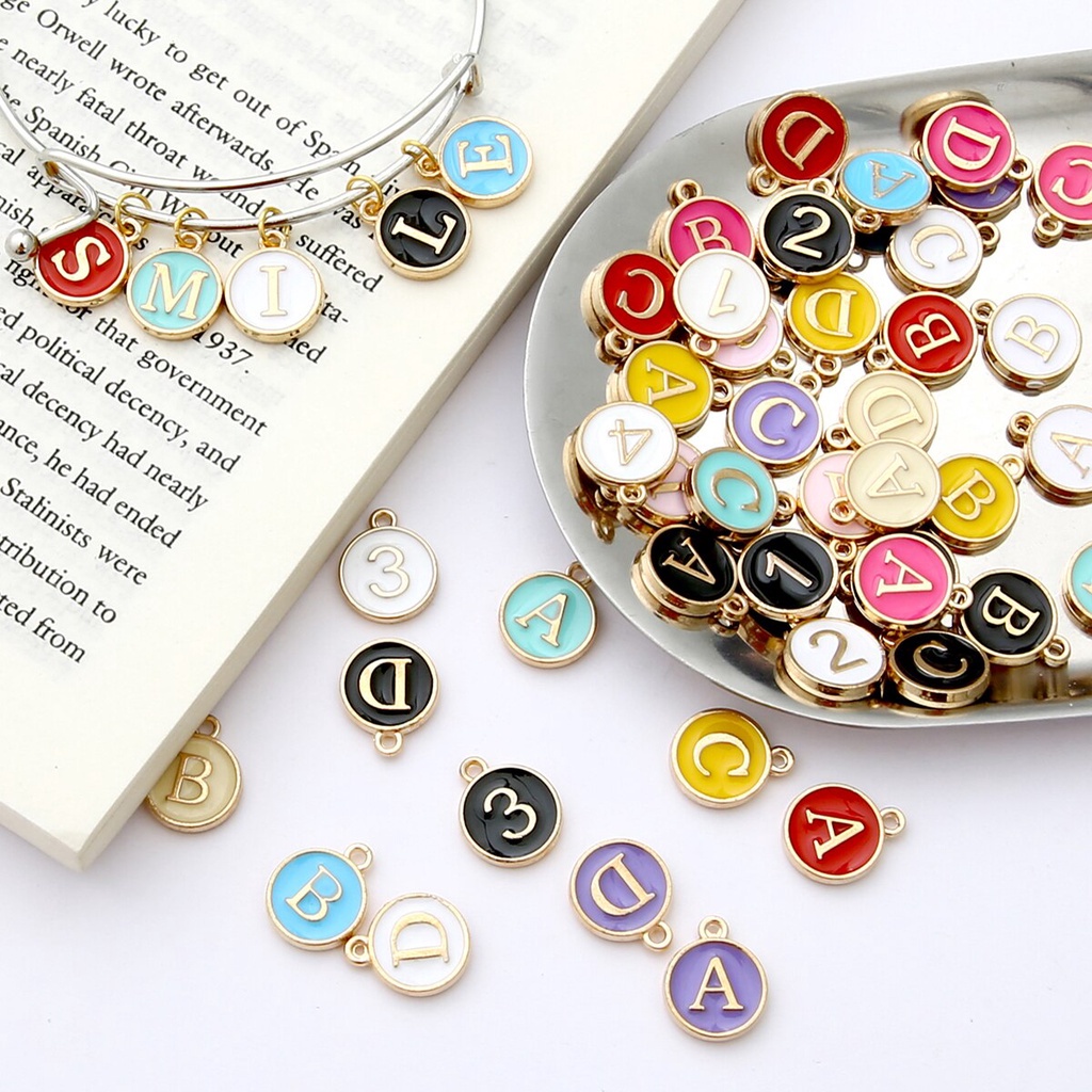 26/10 pcs Fashion Enamel A-Z Full Set of Alphabet Letter Handmade Charm Pendant for DIY Costume Jewelry Accessories