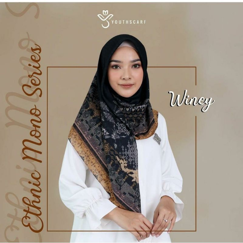 DEENAY VOAL PREMIUM SEGI EMPAT ETNIC MONO SERIES MOTIF WINEY WARNA HITAM LACERCUT