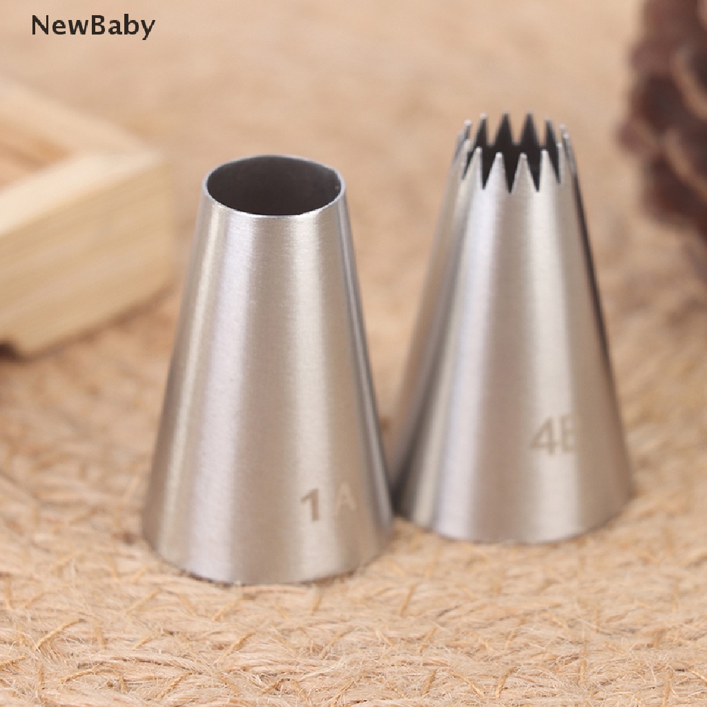 Newbaby 4Pcs / Set Spuit Piping Bahan Stainless Steel Ukuran Medium Untuk Dekorasi Kue