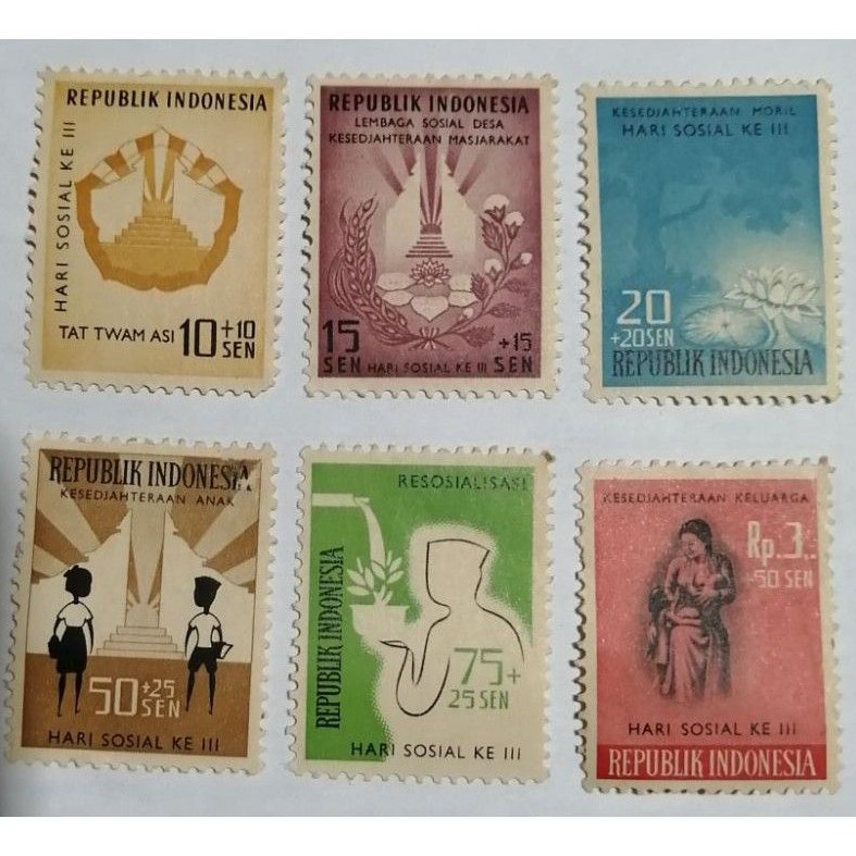 

Perangko asli Indonesia Hari Sosial ke III tahun 1960 set 6 pcs